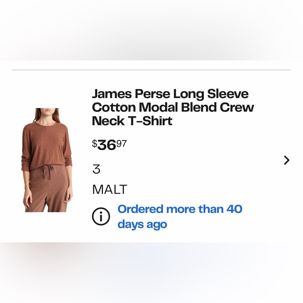 James Perse long sleeve brown tee - great alone or layering!